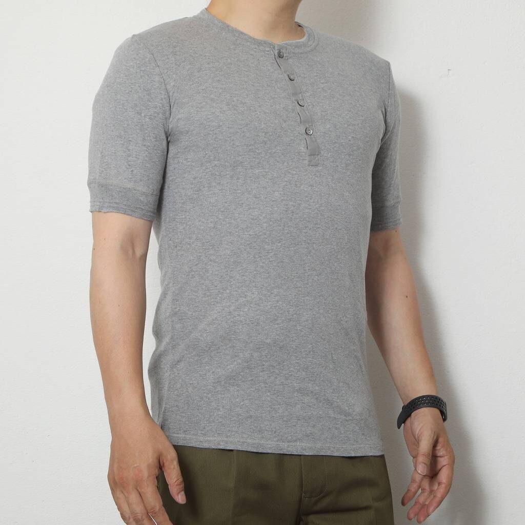 Schiesser シーサー コットンフライス ヘンリーネックカットソー